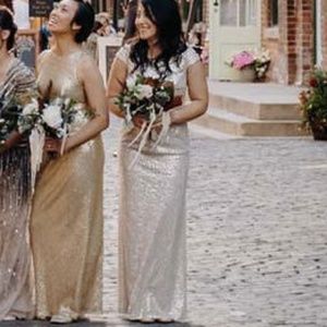 Adrianna Papell off shoulder long sequin dress